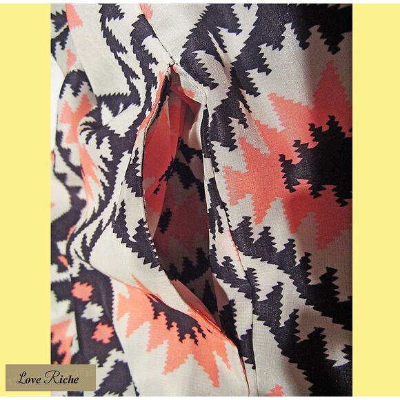 LOVE RICHE NEW Bohemian Geometric Aztec Tribal Print Shift Dress M - Picture 6 of 11